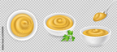 Mustard in a bowl set
