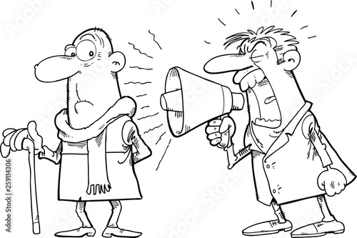 Man yelling at a deaf man