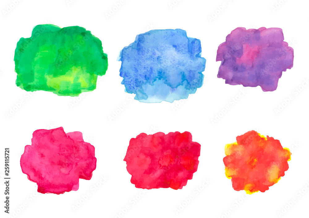 Colorful handdrawn vector watercolor splashes