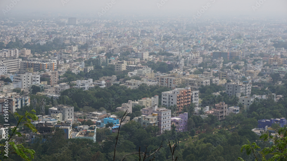 Fototapeta premium city and fields wide view
