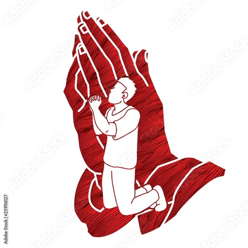 Prayer, Christian praying ,Praise God, Worship cartoon graphic vector
