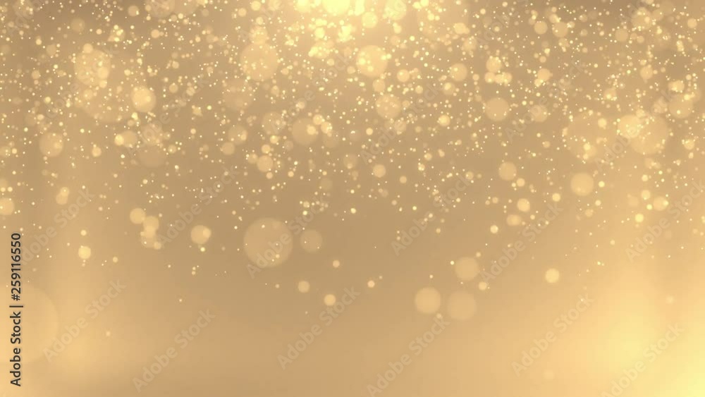 Abstract gold particles of golden glitter fallling down. 4k seamless loop