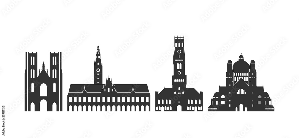 Belgium logo.  Isolated Belgian architecture on white background