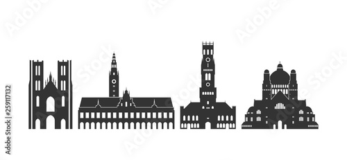 Belgium logo.  Isolated Belgian architecture on white background