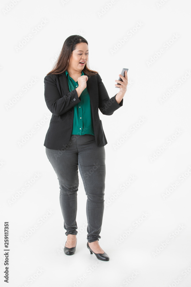 Plump lady in smart casual Plump lady in smart casual