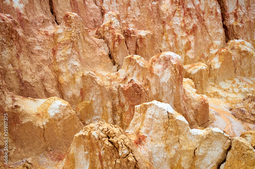 Colored chalk formations in Akzhar mountains. Colored chalk mountains in Kazakhstan. photo