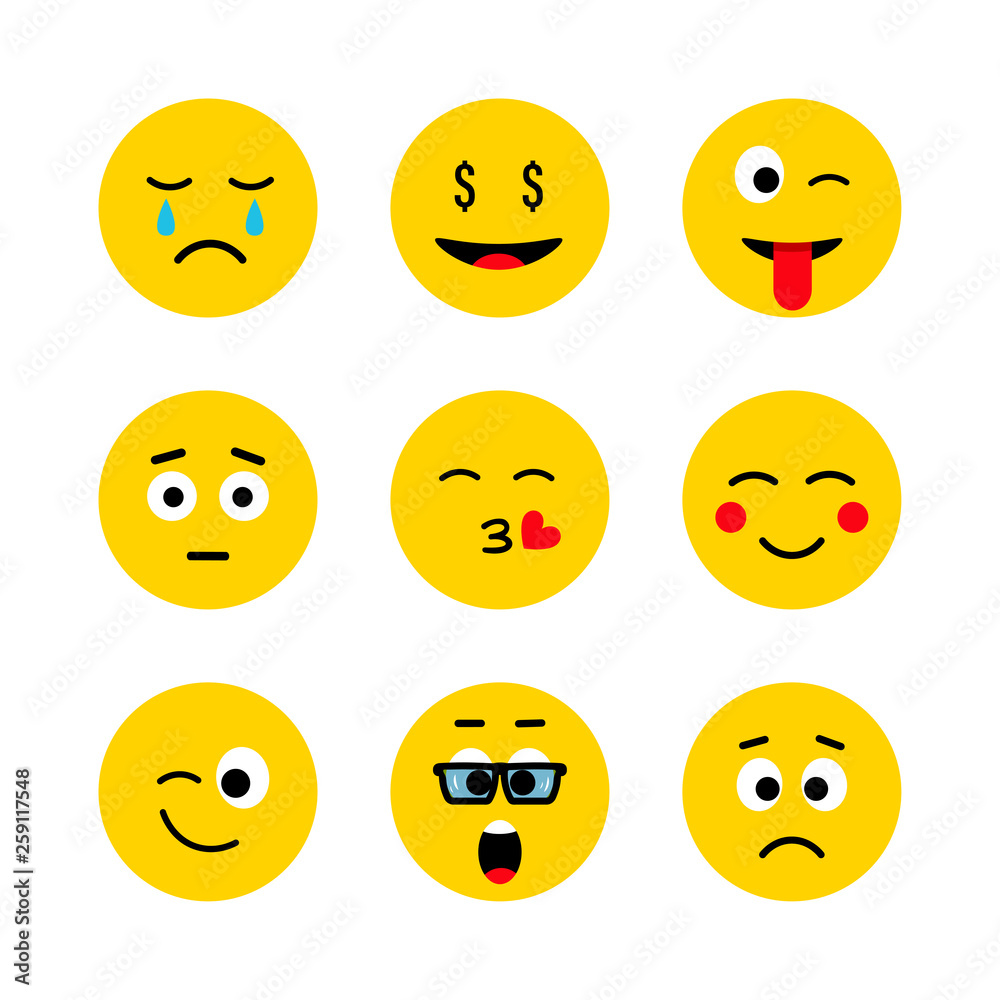 Emotions in flat, cartoon style. Emotions in flat, cartoon style.