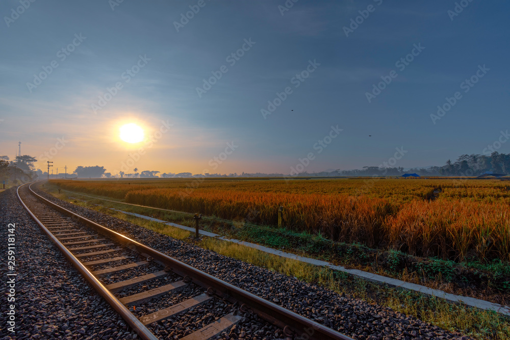 Fototapeta premium Sunset on the edge of the lake Poor East Java location Indonesia