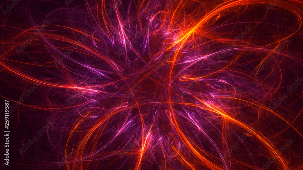 3D rendering abstract red fractal light background 3D rendering abstract red fractal light background