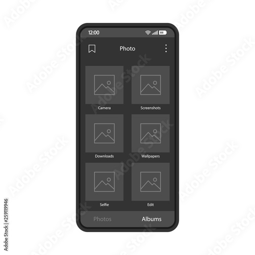 Photo album smartphone interface vector template