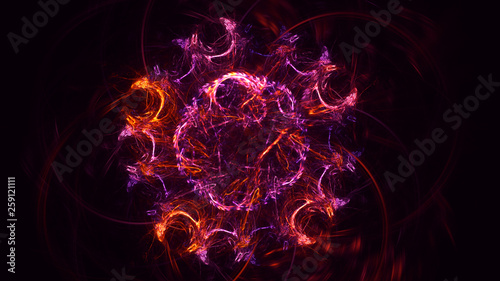 3D rendering abstract red fractal light background