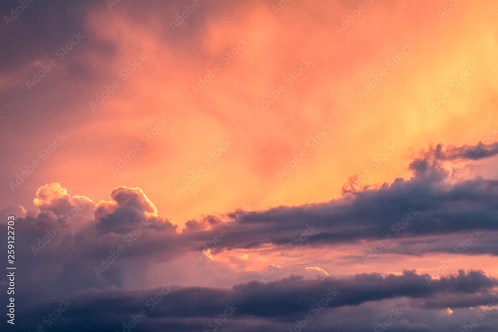 Background of red sky and clouds at sunset.