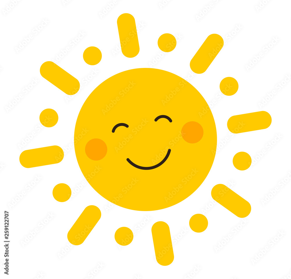 Cute smiling sun icon. Stock-Vektorgrafik | Adobe Stock