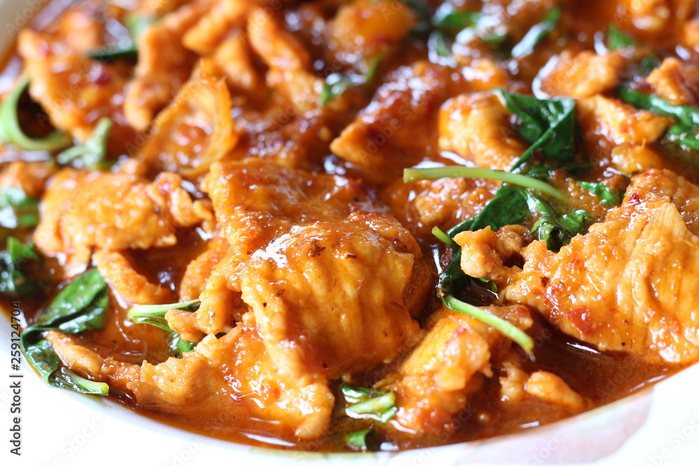 Stir fried pork chili - Thai traditional food style Stir fried pork chili - Thai traditional food style