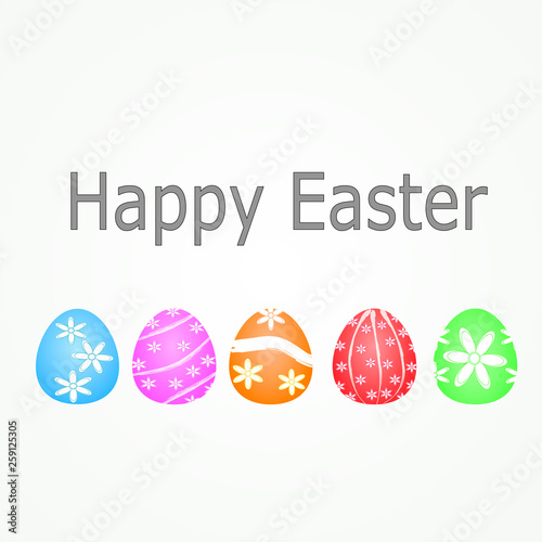Simple illustration with a set of easter eggs and text.