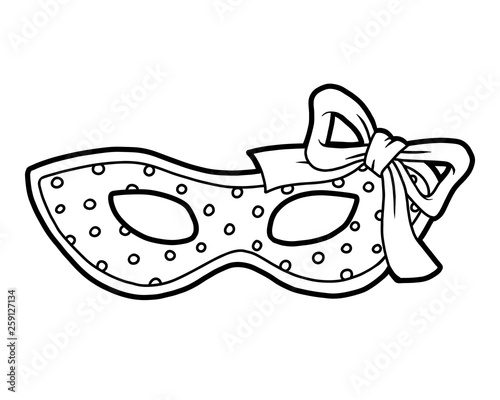 Coloring book, Carnival polka dot mask with bow