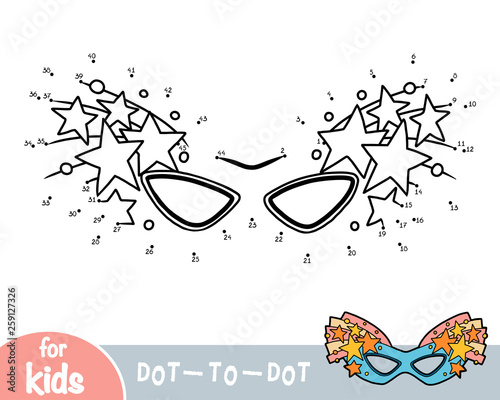 Numbers game, education game for children, Carnival mask with stars