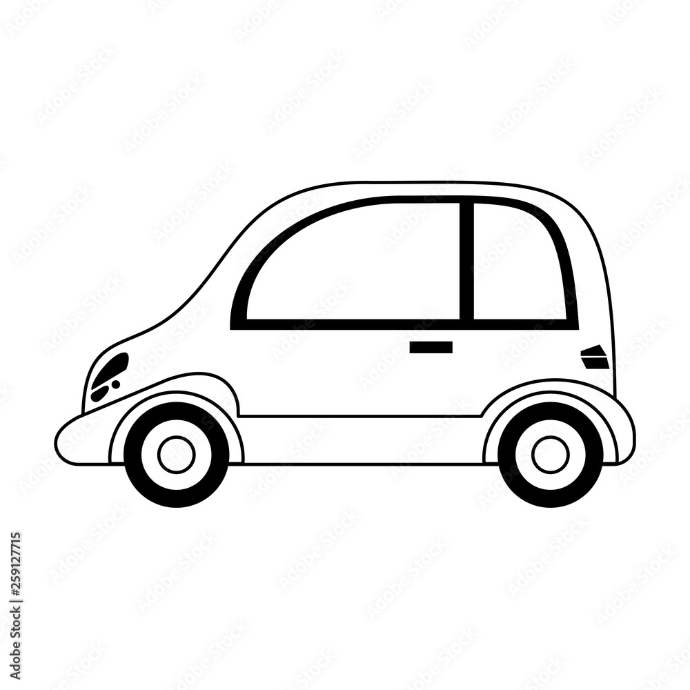 Car coupe vehicle isolated in black and white