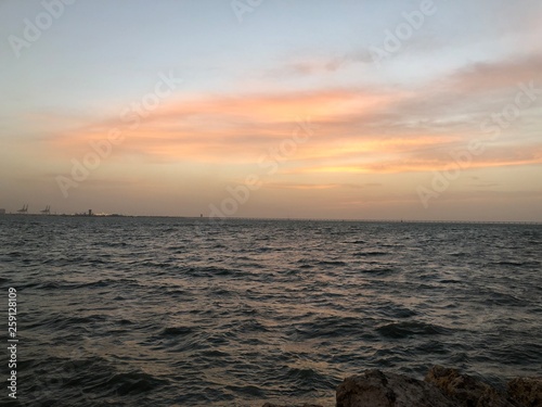 The sky of Kuwait on the sea at sunset. Photographed in : 1/4/2019