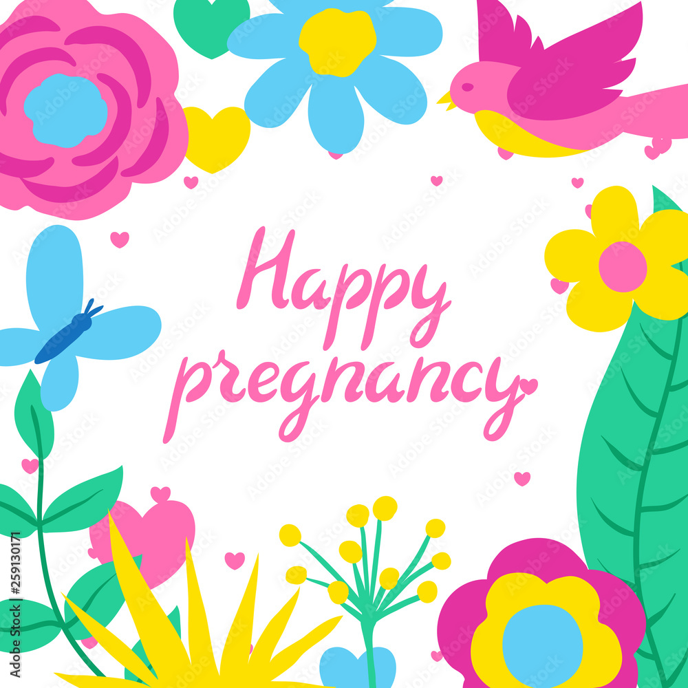 Happy pregnancy card. Baby shower invitation.