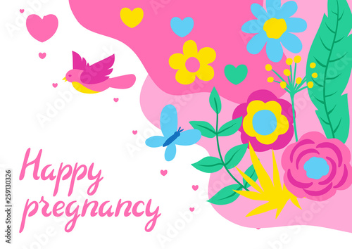 Happy pregnancy card. Baby shower invitation.