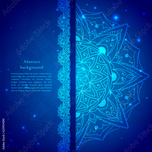 Vintage beige doodle ornament in Indian style background. Vector illustration