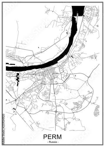 map of the city of Perm, Russia