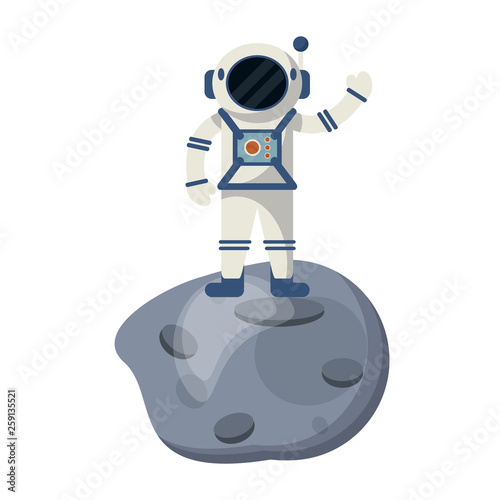 Astronaut on asteroid cartoon