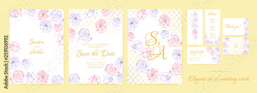 Floral Wedding Invite in Pastel Colors.