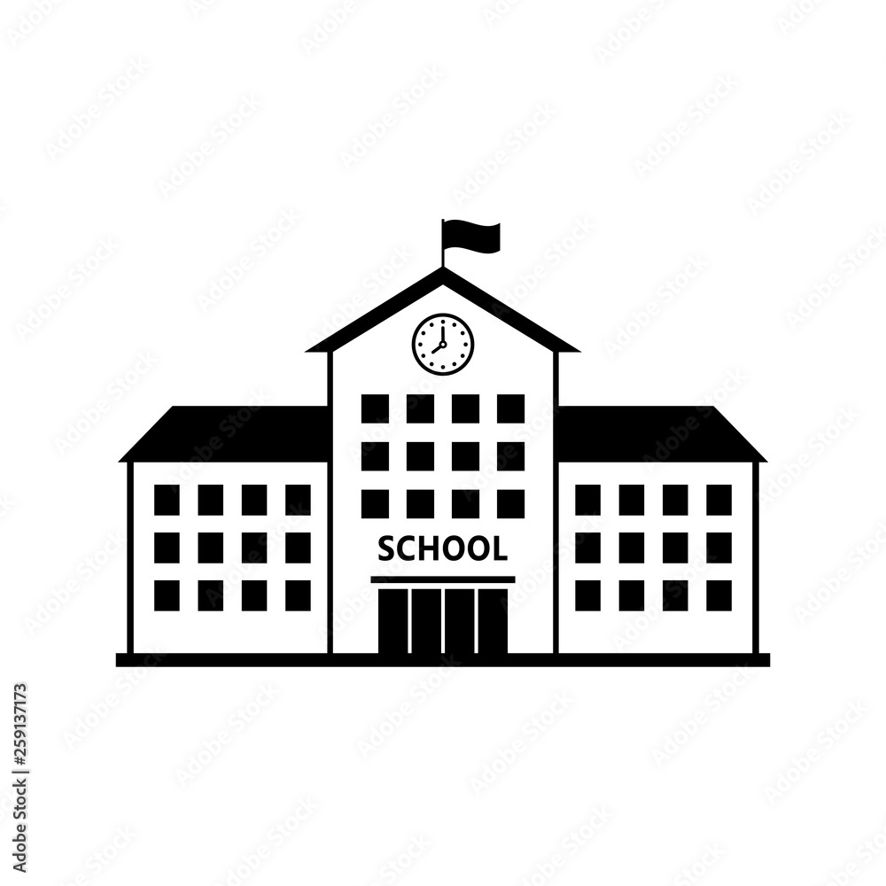 School vector icon, isolated building on white background