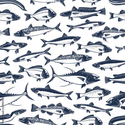 Fish seamless pattern, fishing background photo