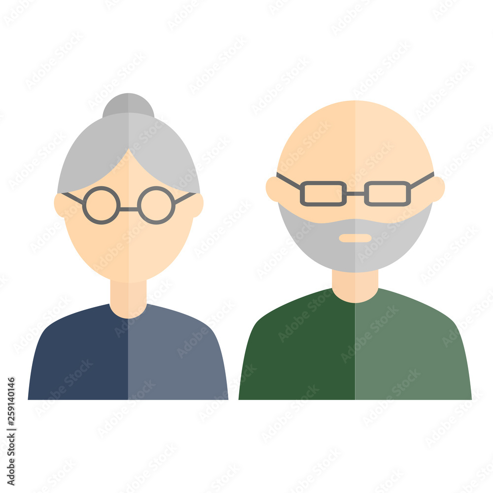 Fototapeta premium Illustration of elderly, male and female.