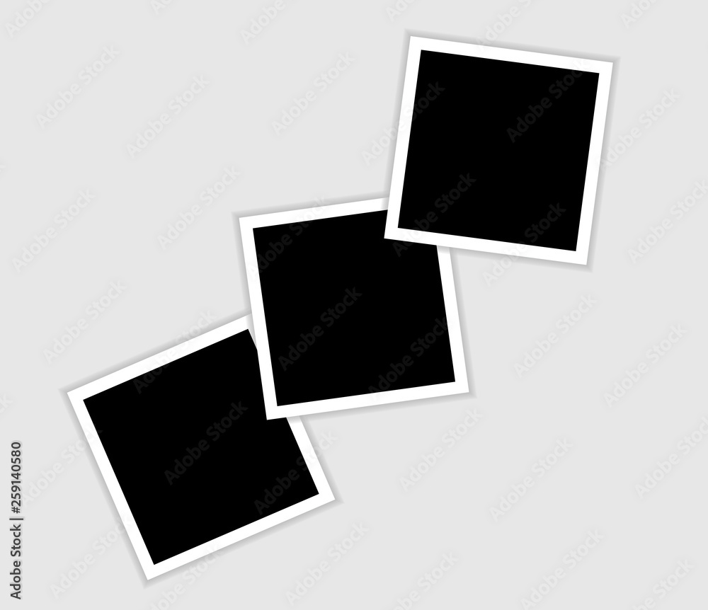 set of square photo frames. Collage of realistic frames isolated on gray background. Vector iilustration set of square photo frames. Collage of realistic frames isolated on gray background. Vector iilustration