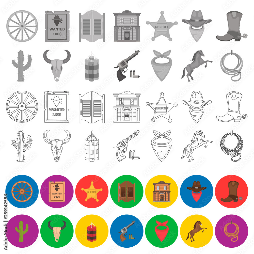 Obraz premium Wild West vector icons set