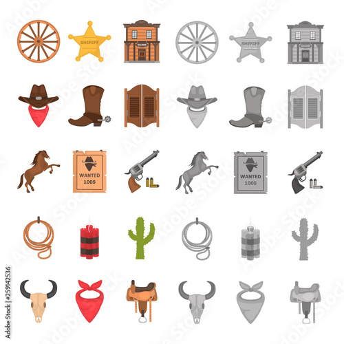Wild West vector icons set