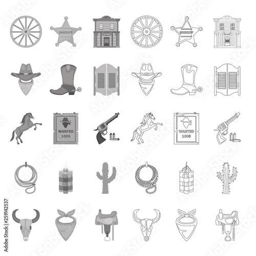 Wild West vector icons set
