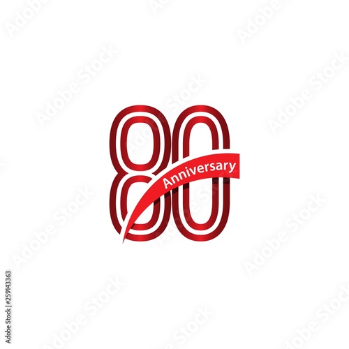 80 Year Anniversary Vector Template Design Illustration