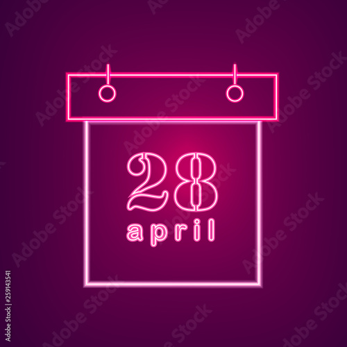 April neon calendar Vector. Easter Calendar Neon Sign. Seasonal Holiday banne...