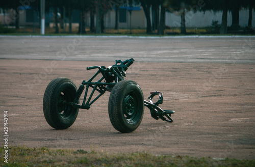 Battle artilleries during demonstration performances at town photo