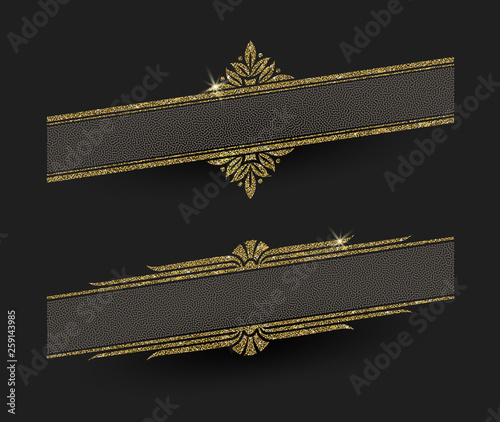 Vector illustration. Glitter gold decorative frames.