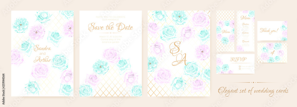 Vintage Wedding Invite Watercolor Set.