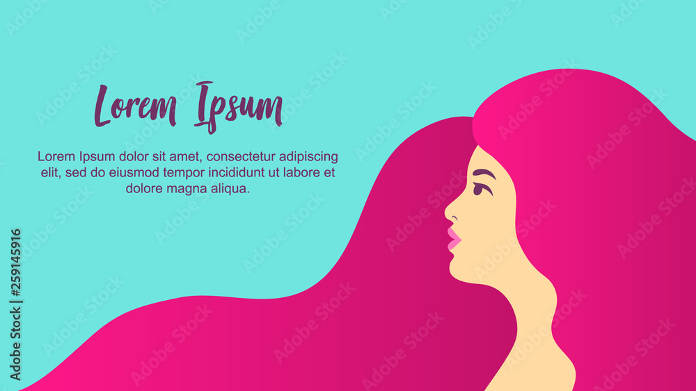 Beautiful girl vector illustration concept, woman head illustration from side view. Happy women's day card, can use for landing page, template, ui, web, mobile app, poster, banner, flyer