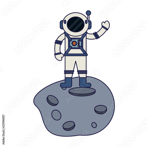 Astronaut on asteroid cartoon
