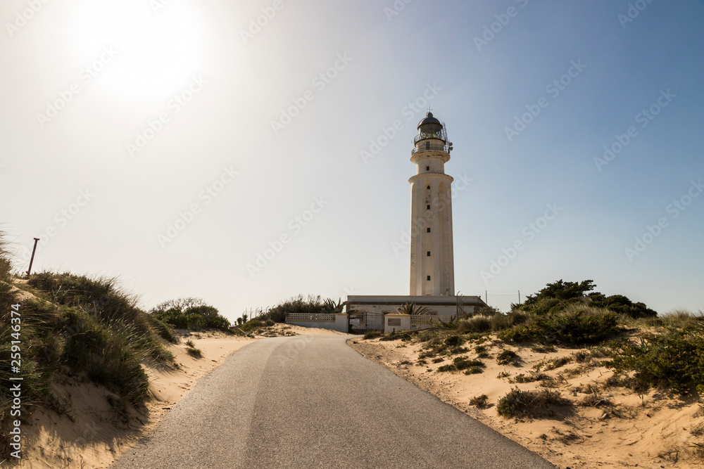 Barbate, Spain. The lighthouse at Cape Trafalgar, a headland in the Province of Cadiz in the south-west of Andalucia