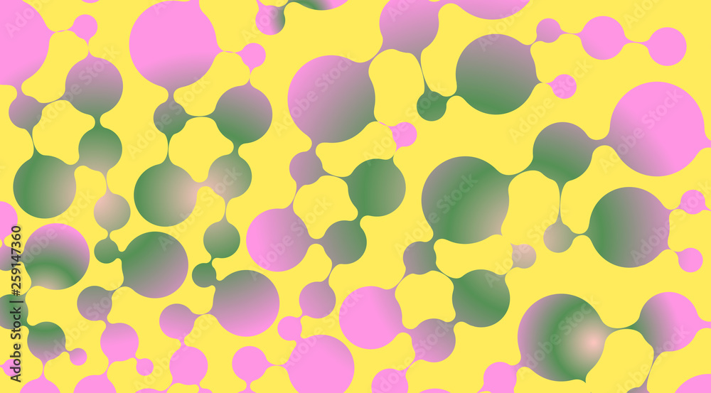 abstract connected bubbles background in yellow pink shades