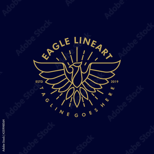 Eagle Line art Vintage Illustration Vector Template