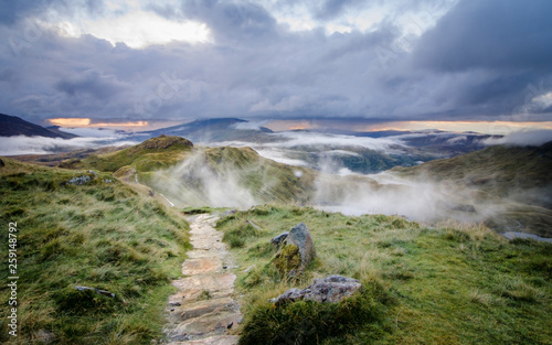 Obraz na plátně Snowdonia National Park cloud inversion- Wales, UK