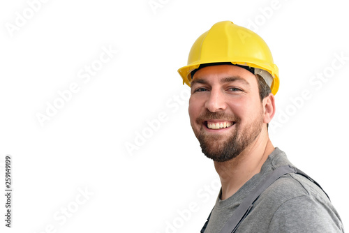 Wallpaper Mural Arbeiter-Handwerker-Bauarbeiter Freisteller weißer Hintergrund // cheerful construction worker - craftsman in work clothes on white background - insulated Torontodigital.ca