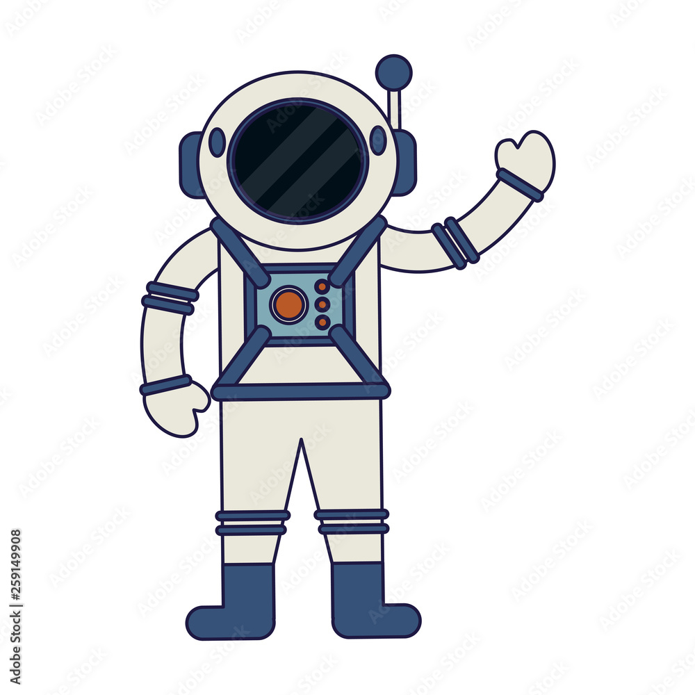 Naklejka premium Astronaut greeting cartoon isolated