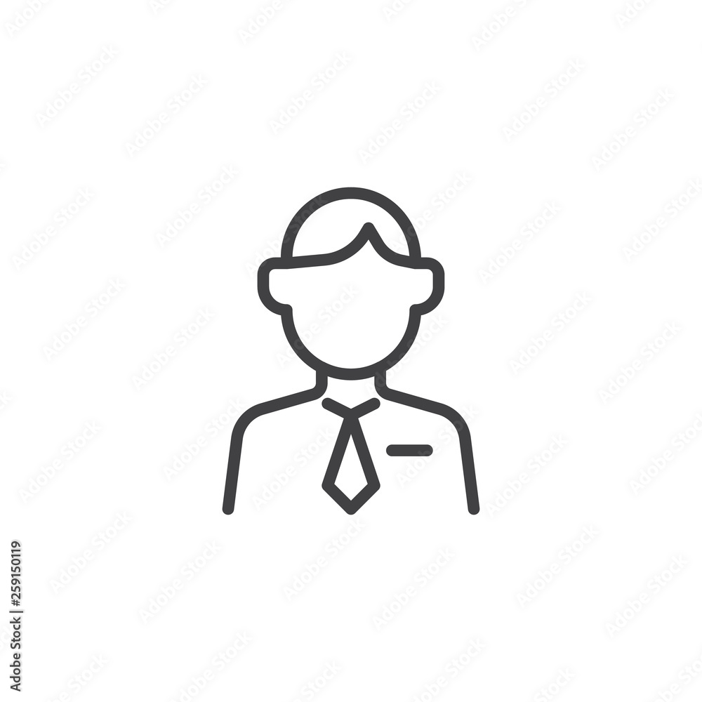 Businessman avatar line icon. linear style sign for mobile concept and web design. Office worker outline vector icon. Symbol, logo illustration. Pixel perfect vector graphics Businessman avatar line icon. linear style sign for mobile concept and web design. Office worker outline vector icon. Symbol, logo illustration. Pixel perfect vector graphics